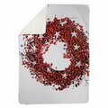 Begin Home Decor 60 x 80 in. Red Berry Wreath-Sherpa Fleece Blanket 5545-6080-HO22